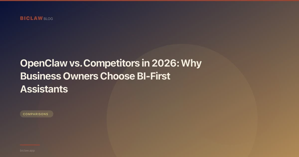 OpenClaw vs. Competitors in 2026: Why Business Owners Choose BI-First Assistants